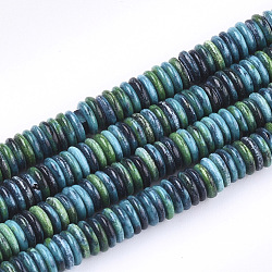 Filo di perline di agata naturale, tinto, Rotondo piatto / disco, verde, 4x1mm, Foro: 0.8 mm, circa 300~308pcs/filo, 15.7 pollice