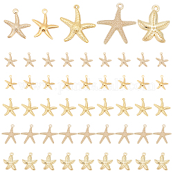 Pandahall elite 50 pz 5 ciondoli in ferro e lega e ottone in stile, stelle marine / stelle marine, oro chiaro, 17.5~24x15.5~22x1~3mm, 10pcs / style