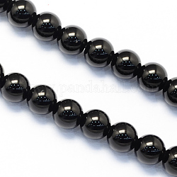 Runde natürliche schwarze Onyxsteinperlenstränge, 8 mm, Bohrung: 1 mm, ca. 48 Stk. / Strang, 15.1 Zoll