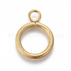 Ионное покрытие (ip) 304 детали тумблеров из нержавеющей стали, текстурированный, кольцо, золотые, 19x14x2 мм, отверстие : 3 мм