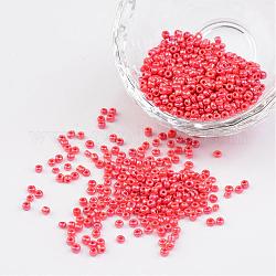 Perline artigianali fai da te 12/0 colori opachi lustri perle di vetro rotonde, rosso, misura:circa2mm di diametro, foro:1mm, circa 3304pcs/50g