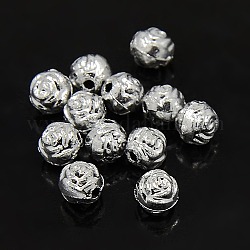 Plating Plastic Acrylic Flower Rose Beads, Silver Plated, 6mm, Hole: 1.5mm, about 4500pcs/pound