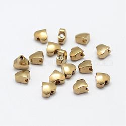 Perles en laiton, sans nickel, cœur, brut (non plaqué), 5x6x3.5mm, Trou: 2mm