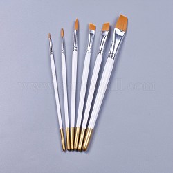 Holzpinsel Stiftsätze, für Aquarell-Ölgemälde, weiß, 178~207x4~11 mm, Pinsel: 9~22x1.5~17mm, 6 Stück / Set