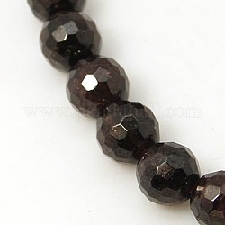 Gemstone Beads Strands, Garnet, Faceted, Round, Coconut Brown, 6mm, Hole: 1mm, about 66pcs/strand, 15.35 inch