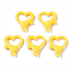 Fermagli di artiglio di aragosta in acrilico opaco, cuore, giallo, 26.5x22x6.5mm, Foro: 3 mm