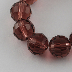 Transparent Glass Bead Strands, Faceted, Round, Coconut Brown, 8mm, Hole: 1mm, about 72pcs/strand, 21.8 inch