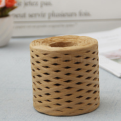 Cinta de rafia, cuerda de papel de embalaje, Cuerdas de papel de hilo de rafia para envolver regalos y tejer, Perú, 3~4mm, alrededor de 218.72 yarda (200 m) / rollo