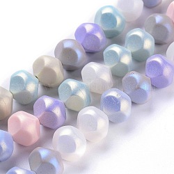 Brins de perles de résine peintes à la bombe, facette, de Style caoutchouté, colorées, 12.8x13.8mm, Trou: 1.4mm, Environ 30 pcs/chapelet, 14.96'' (38 cm)