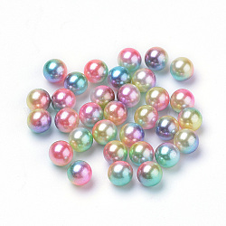Perle di perle imitazione acrilico arcobaleno, perle di perle a sirena sfumata, Senza Buco, tondo, giallo champagne, 10mm, circa 1000pcs/scatola