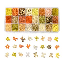600g 24 colores cuentas de semillas de vidrio, redondo, color mezclado, 6/0, 4~5x2.5~4.5mm, agujero: 1.2~1.5 mm, 25 g / color