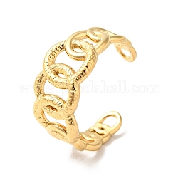 Chapado de iones (ip) 304 anillo de manguito abierto con forma de cadenas de bordillo de acero inoxidable, anillo hueco para hombres mujeres, dorado, nosotros tamaño 10 1/4 (19.9 mm)
