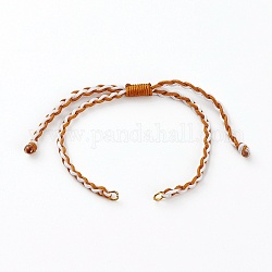 Fabrication de bracelet en cordon tressé en nylon réglable, avec anneaux de jonction en 304 acier inoxydable, chocolat, 5~9-5/8 pouce (12.8~24.5 cm)