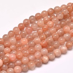 Natürliche sunstone runde Perle Stränge, 6 mm, Bohrung: 1 mm, ca. 63 Stk. / Strang, 15 Zoll
