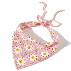 Flower Pattern Woolen Headband, Wide Hair Accessories for Women, Pink, fit for 540~600mm