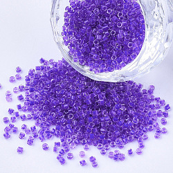 ガラスシリンダービーズ  シードビーズ  色の内側  丸い穴  紫色のメディア  1.5~2x1~2mm  穴：0.8mm  約8000個/袋  約85~95 G /袋