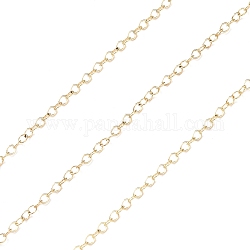 Cadenas de cable de latón, soldada, cadenas llenas de oro real de 14k, real 14k chapado en oro, link: 2x1.6x0.5 mm
