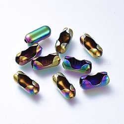 Revestimiento iónico (ip) 304 conectores de cadena de bolas de acero inoxidable, color del arco iris, 16.5x7.5~8mm, apto para cadena de bolas de 6.5 mm
