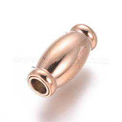 304 cierres magnéticos de acero inoxidable con extremos para pegar, oval, oro rosa, 14x6.5mm, agujero: 3 mm