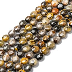 Brins de perles de jaspe bourdon naturel, plat rond, 8mm, Trou: 1mm, Environ 50 pcs/chapelet, 15.94'' (40.5 cm)