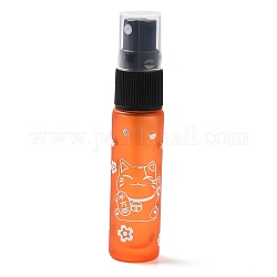 Botellas de spray de vidrio, atomizador de niebla fina, con tapa antipolvo de plástico y botella recargable, con patrón de gato de la fortuna y caracteres chinos, naranja oscuro, 2x9.6 cm, agujero: 9.5 mm, capacidad: 10ml (0.34fl. oz)