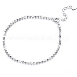 4 mm 925 Sterling-Silber-Kugelketten-Armband für Teenager-Mädchen-Frauen, Platin Farbe