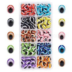 Pandahall Elite ovale böse Blick Harz Perlen, Mischfarbe, 8x6 mm, Bohrung: 2 mm, 250 Stück / Karton