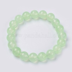 Natural Jade Beaded Stretch Bracelet, Dyed, Round, Honeydew, 2 inch(5cm), Beads: 8mm, about 22pcs/strand