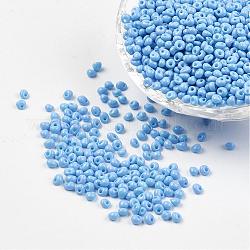 Perline di vetro opaco, perline a goccia con frangia, blu fiordaliso, 3~3.5x2~3mm, Foro: 1 mm, circa 4500pcs/scatola, 440~450 g / borsa