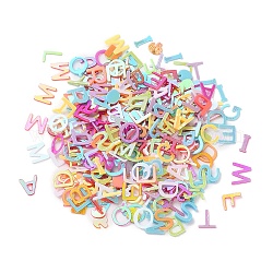 PVC-Pailletten/Pailletten-Perlen, ab Farbe plattiert, zufällige gemischte Buchstaben, Mischfarbe, 4~5.5x2~7x0.3~0.5 mm