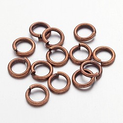 Anillos de salto abiertos anillos de salto de latón, sin plomo y cadmio, cobre rojo, 6x1mm, 18 calibre, diámetro interior: 4 mm, aproximamente 4160 unidades / 500 g