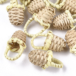 Collares de caña hechos a mano / colgantes tejidos de ratán, Para hacer pendientes de paja y collares., cesta, 25~30x14~15mm