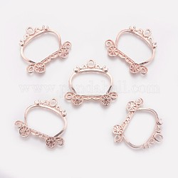 Rack Plating Alloy Open Back Bezel Pendants, For DIY UV Resin, Epoxy Resin, Pressed Flower Jewelry, Cadmium Free & Nickel Free & Lead Free, Carriage, Rose Gold, 36x39.5x3mm, Hole: 3x5mm