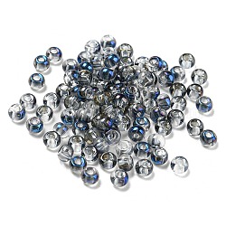 Perles de rocaille en verre, couleur ab , rondelle, bleu royal, 4x3mm, trou : 1.2 mm 368 pièce/sac.