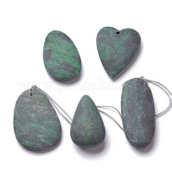 Natural Sinkiang Jade Pendants, Frosted, Mixed Shapes, 44~61x26~36x7.5~14.5mm, Hole: 1.8mm