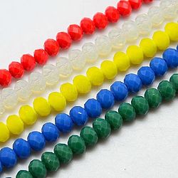 Imitation Jade Glass Bead Strands, Faceted, Rondelle, Mixed Color, 4x3mm, Hole: 1mm, about 138pcs/strand, 16.5 inch