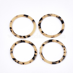 Grandi pendenti in cellulosa acetato (resina), stampa leopardo, anello, papayawhip, 60x2.5mm, Foro: 1.4 mm
