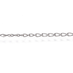 304 Stainless Steel Chain, Curb Chain, Twisted Chain, Soldered, Stainless Steel Color, 3x1.3x0.3mm