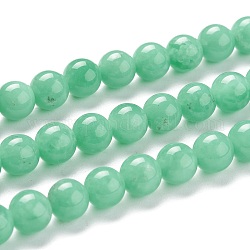 Brins de perles de verre naturel, ronde, vert printanier, 6~6.5mm, Trou: 0.8mm, Environ 65 pcs/chapelet, 15.75 pouce (40 cm)