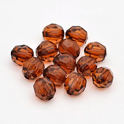Facettes perles rondes acryliques transparentes, selle marron, 8mm, Trou: 1.5mm, environ 1800 pcs/500 g