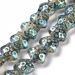 Trasparenti perle di vetro placca fili, arcobaleno placcato, stella, acquamarina, 15x15x9mm, Foro: 1.2 mm, circa 45pcs/filo, 23.62 pollice (60 cm)