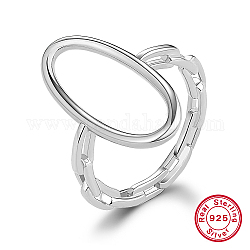 925 anillo de plata de primera ley con baño de rodio, hueco oval, Platino, diámetro interior: 17 mm