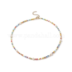Collier de perles naturelles et de perles de verre pour femme, colorées, 15.94 pouce (40.5 cm)