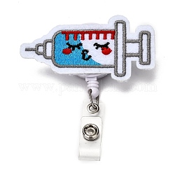 Injektionsspritzenform Filz & ABS Plastikabzeichenrolle, einziehbarer Ausweishalter, mit eiserner Krokodilklemme, Platin Farbe, weiß, 85 mm, Injektionsspritzenform: 48x78x24mm
