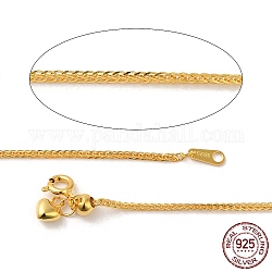925 Weizenketten-Halskette aus Sterlingsilber für Frauen, golden, 23.62 Zoll (60 cm)