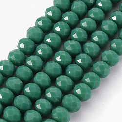 Fili di perline di vetro opaco tinta unita, sfaccettato, rondelle, verde mare chiaro, 8x6mm, Foro: 1 mm, circa 72pcs/filo, 16.14 pollice (41 cm)