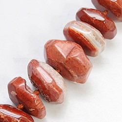 Natural Faceted Agate Beads Strands, Dyed, Round, Chocolate, 12~33x8~20mm, Hole: 1mm