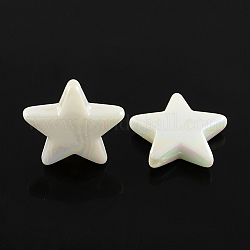 AB Color Plated Acrylic Beads, Star, White, 16x18x5mm, Hole: 1.5mm, about 780pcs/500g