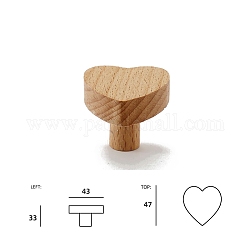 Perillas de madera para cajones, manija del gabinete, corazón, 47x43x33mm