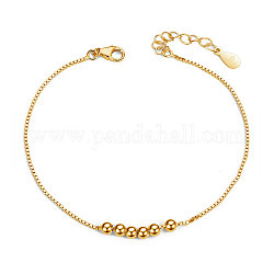 Shegrace 925 Sterling Silber Armbänder, kleine Perlen, golden, 6-3/4 Zoll (170 mm)